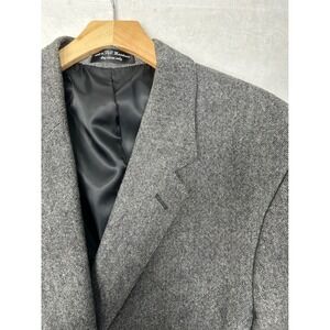 BAR WS Mens Blazer Jacket 44R Gray Tweed Western Style Two Button